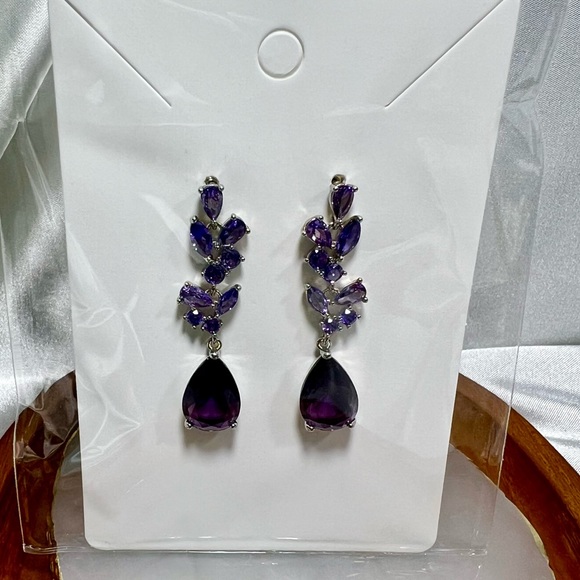 Purple Drop Earrings - Picture 2 of 4